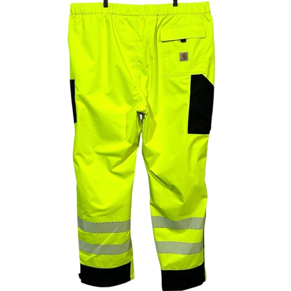 Carhartt Mens Hi-Vis Storm Defender Waterproof Pants XL Tall (42X33)Yellow Black - Picture 3 of 15